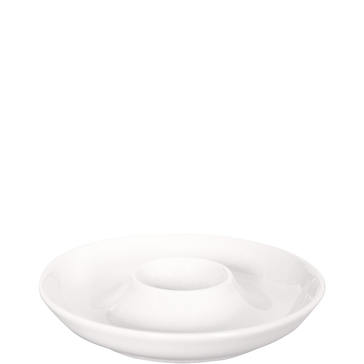 Weiße Porzellan-Eierbecher-Schale.