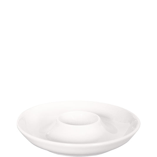 Weiße Porzellan-Eierbecher-Schale.