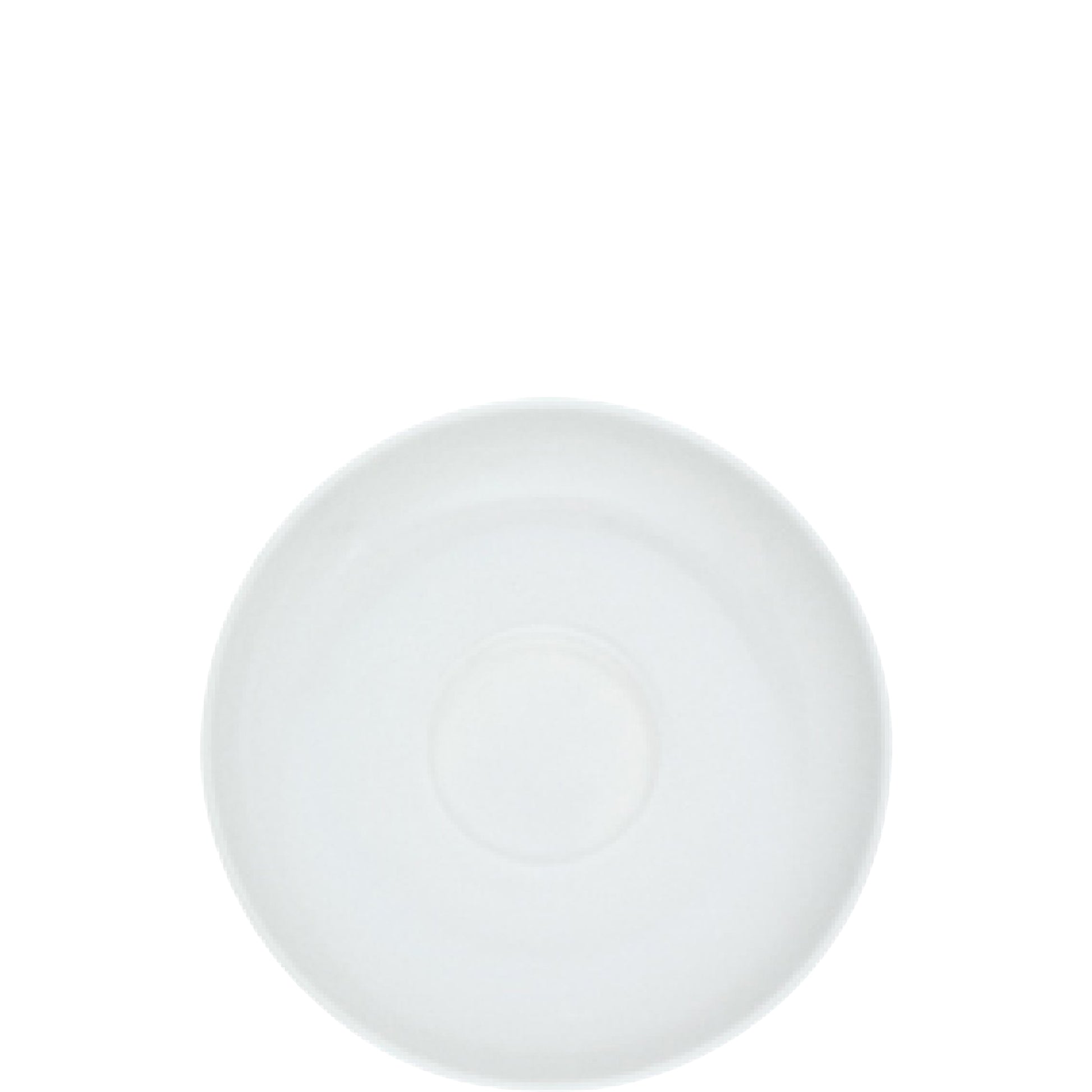 Weiße Porzellanuntertasse, schlichtes Design.
