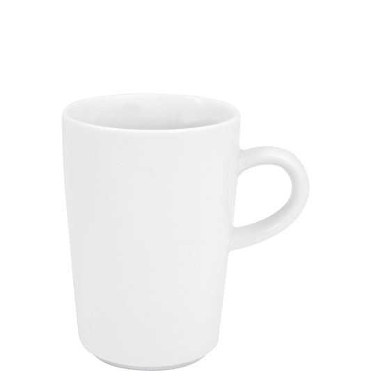 Weiße Kaffeetasse auf weißem Hintergrund