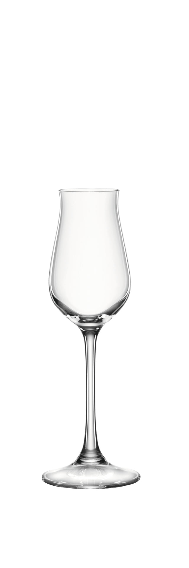 Weißweinglas auf weißem Hintergrund.