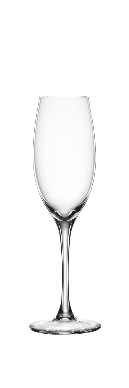 Weißweinglas auf weißem Hintergrund.