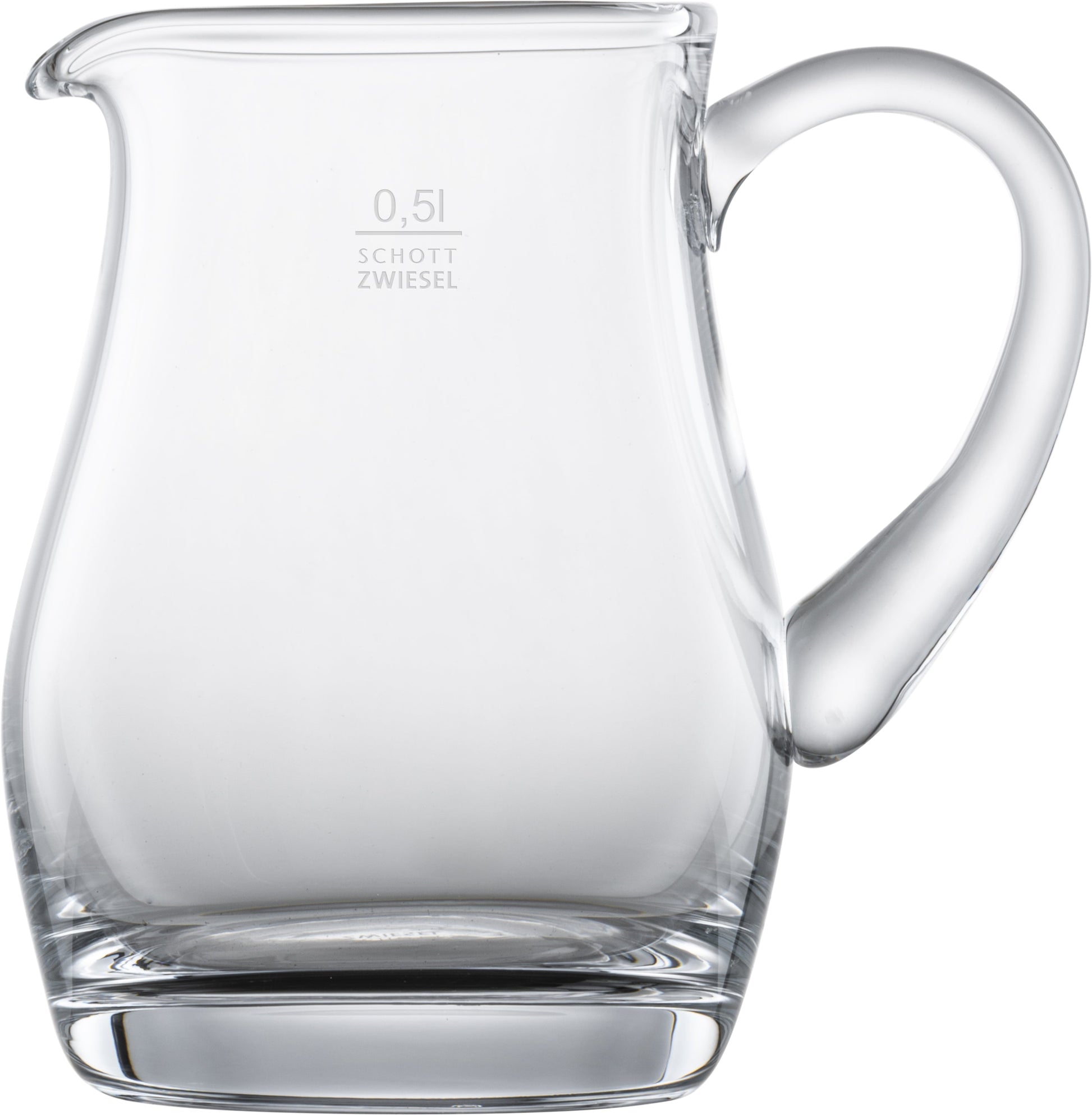 Glaskrug mit Henkel, 0,5L.