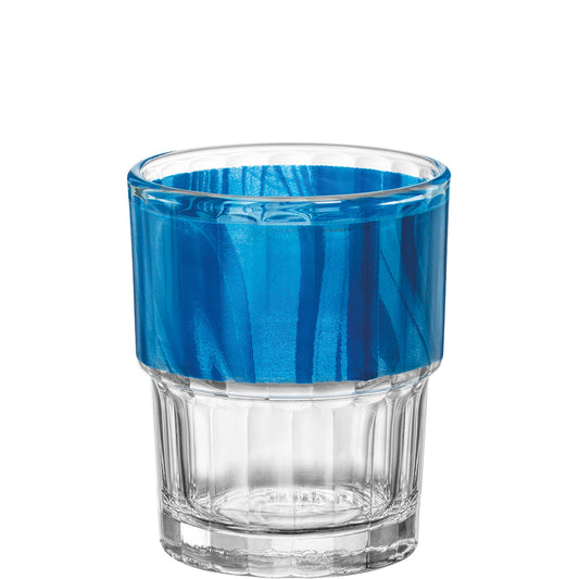 Glas mit blauem Stoff innen