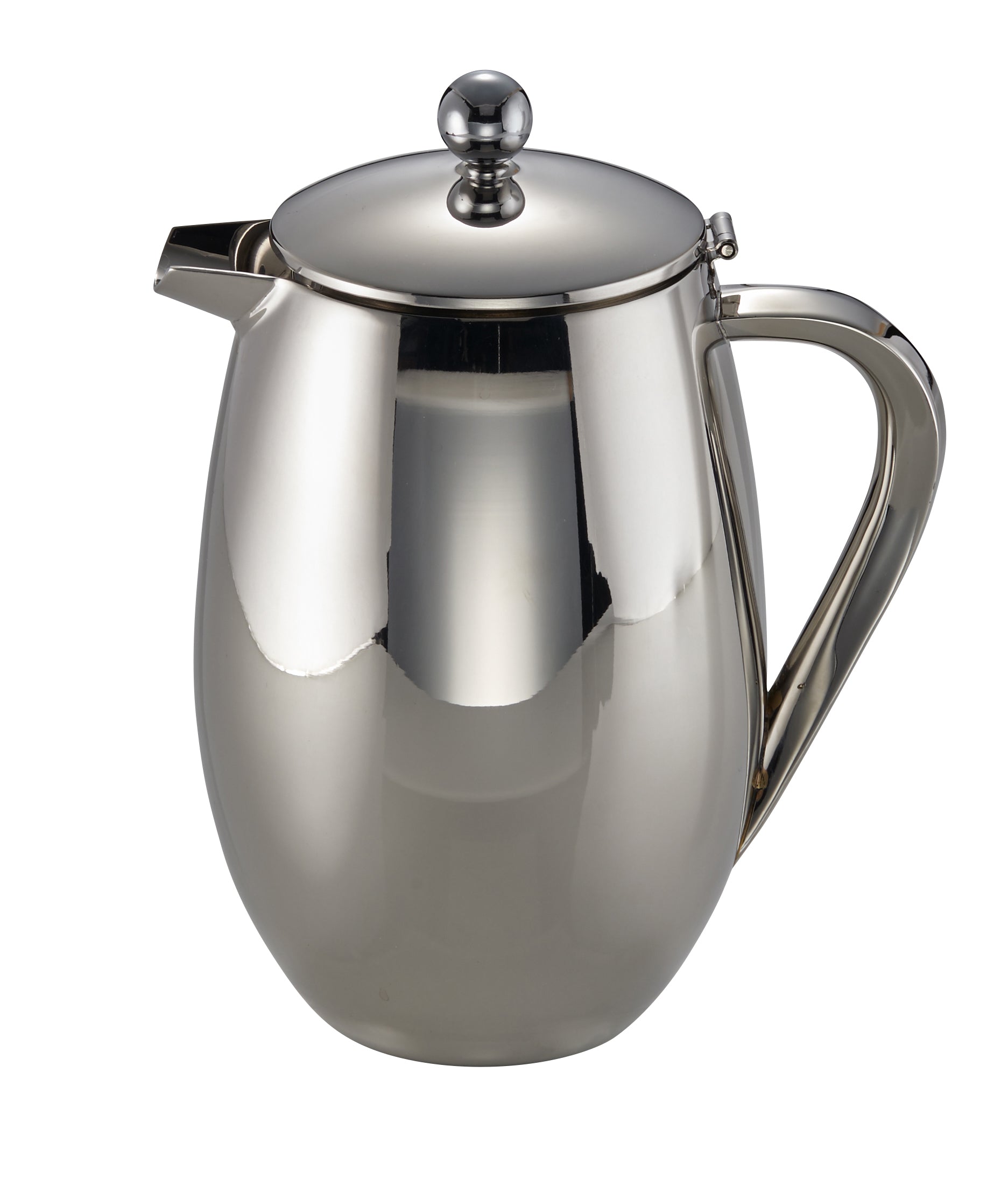 Silberne Kaffeekanne mit Deckel.
