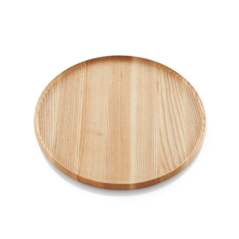 Leeres runder Holztablett