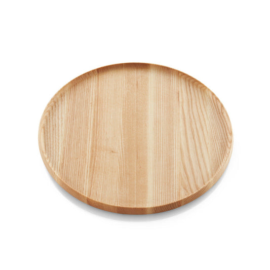Leeres runder Holztablett