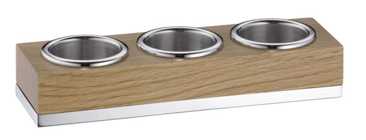 Dreiteilige Servierstation aus Holz.