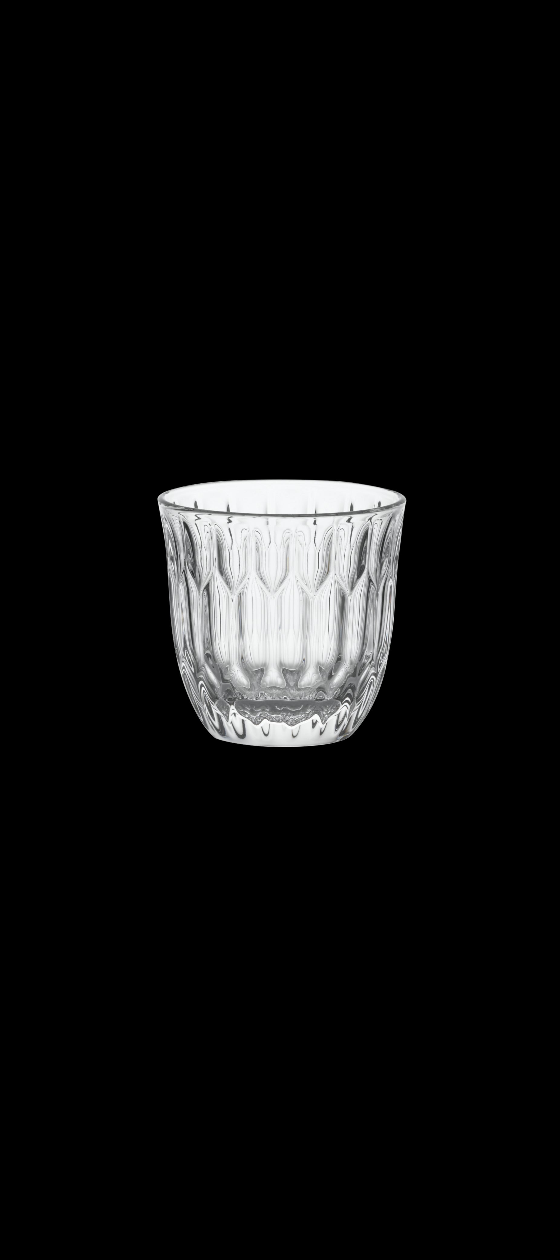 Leere Glasschüssel mit Muster.