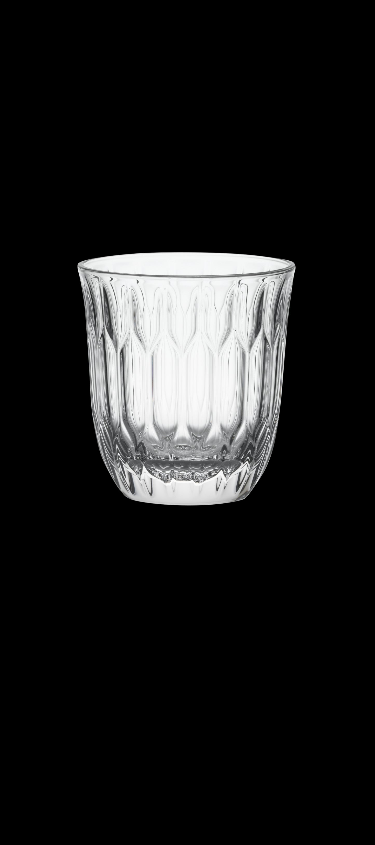 Glas-Schüssel mit Rillenmuster.