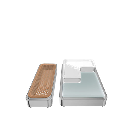 B2B Gastronomie: Edelstahl-Servierplatten mit Ablage