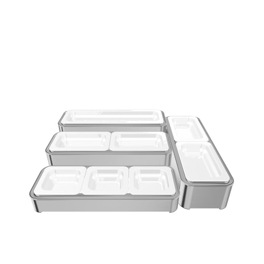 Edelstahlbehälter für Gastronomiebedarf.