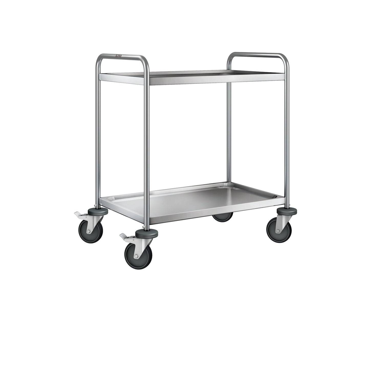 Metall-Servierwagen mit zwei Ebenen.