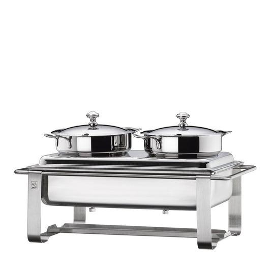 Edelstahl-Warmhaltebehälter für Buffet.