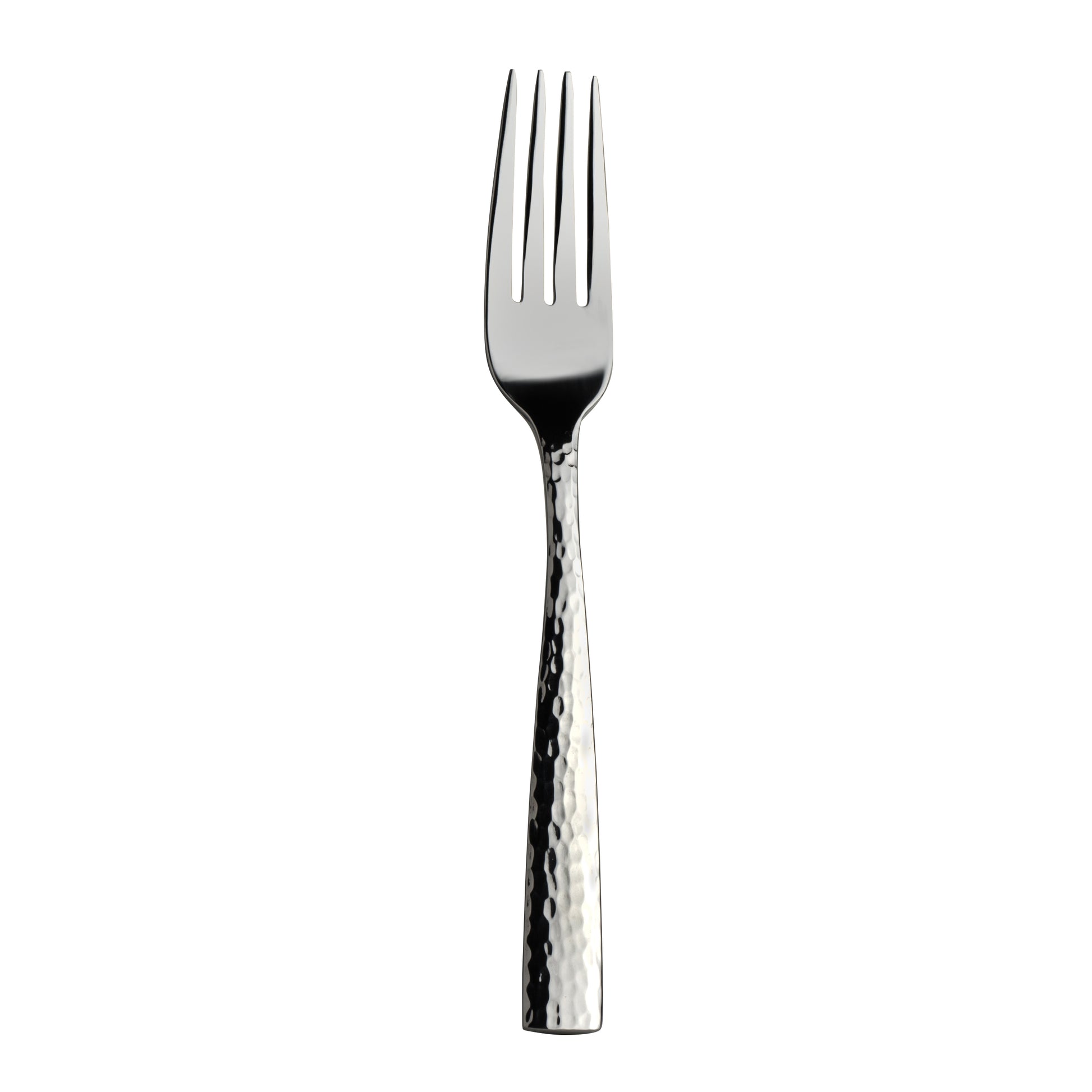 Silberne Gabel mit gehämmertem Griff.