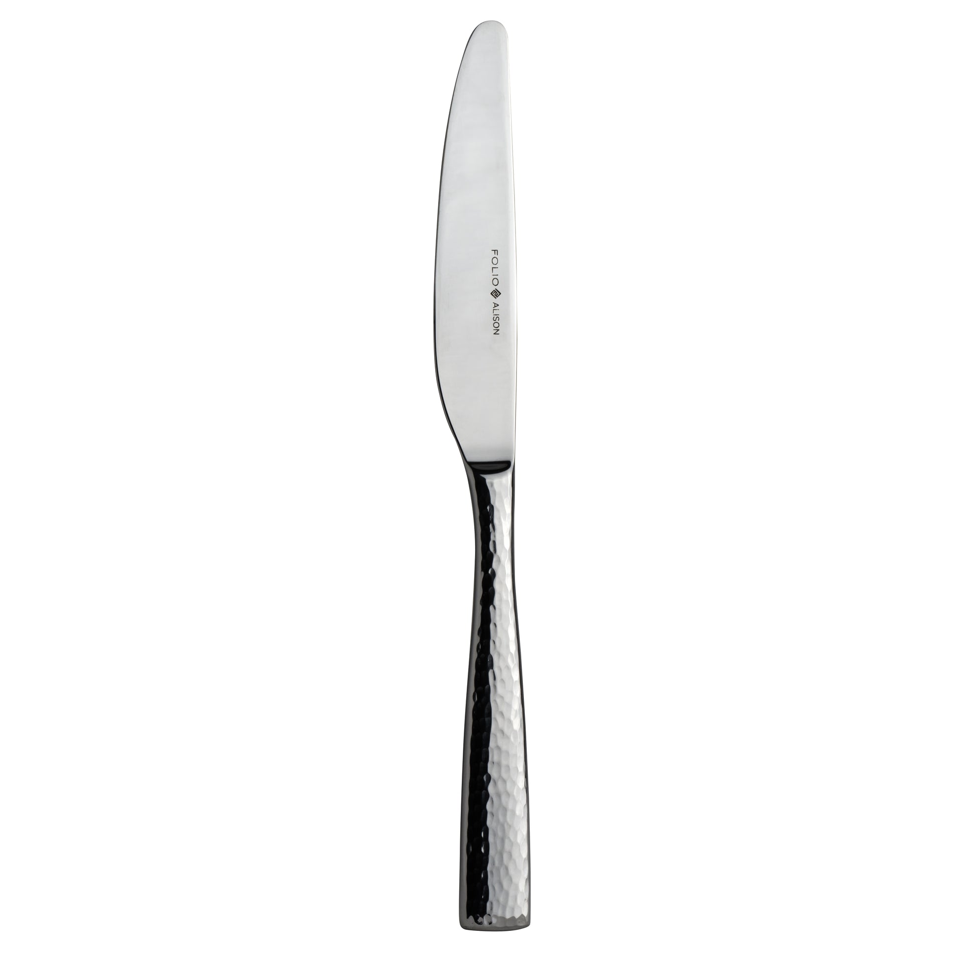 Silbernes Messer mit gehämmertem Griff.