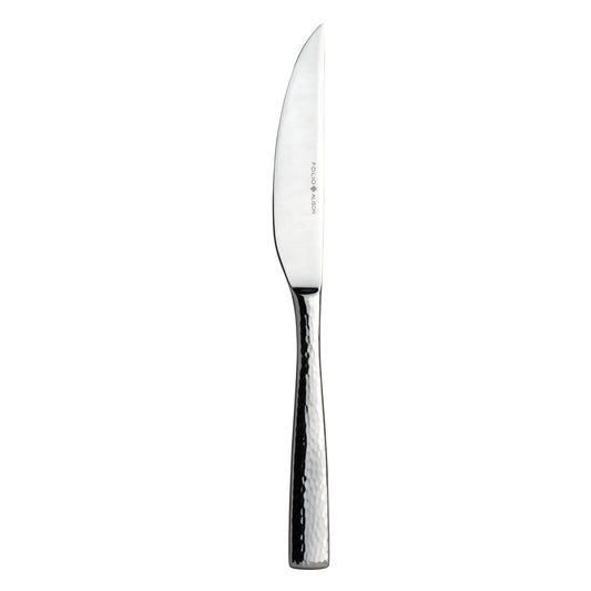Silbernes Steakmesser mit Hammerschlag.