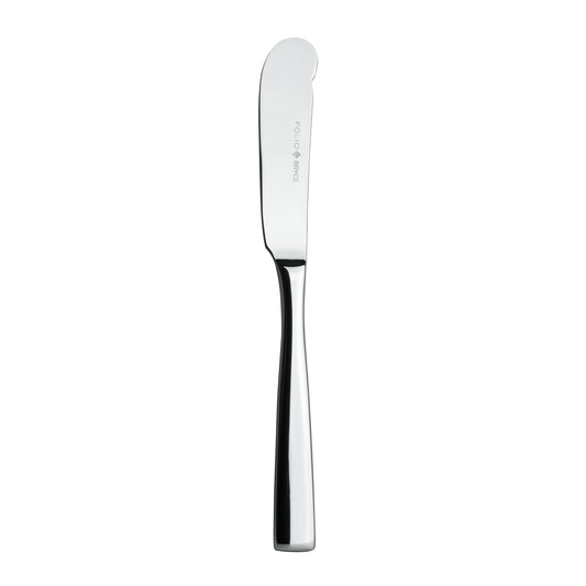 Buttermesser aus Edelstahl, glänzend.