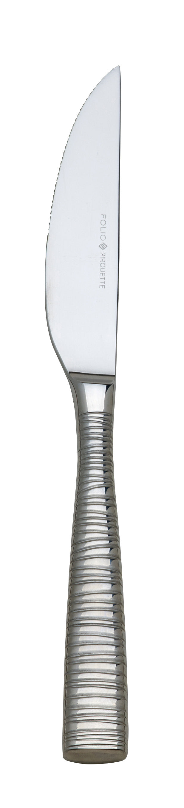 Silbernes Käsemesser mit geriffeltem Griff.