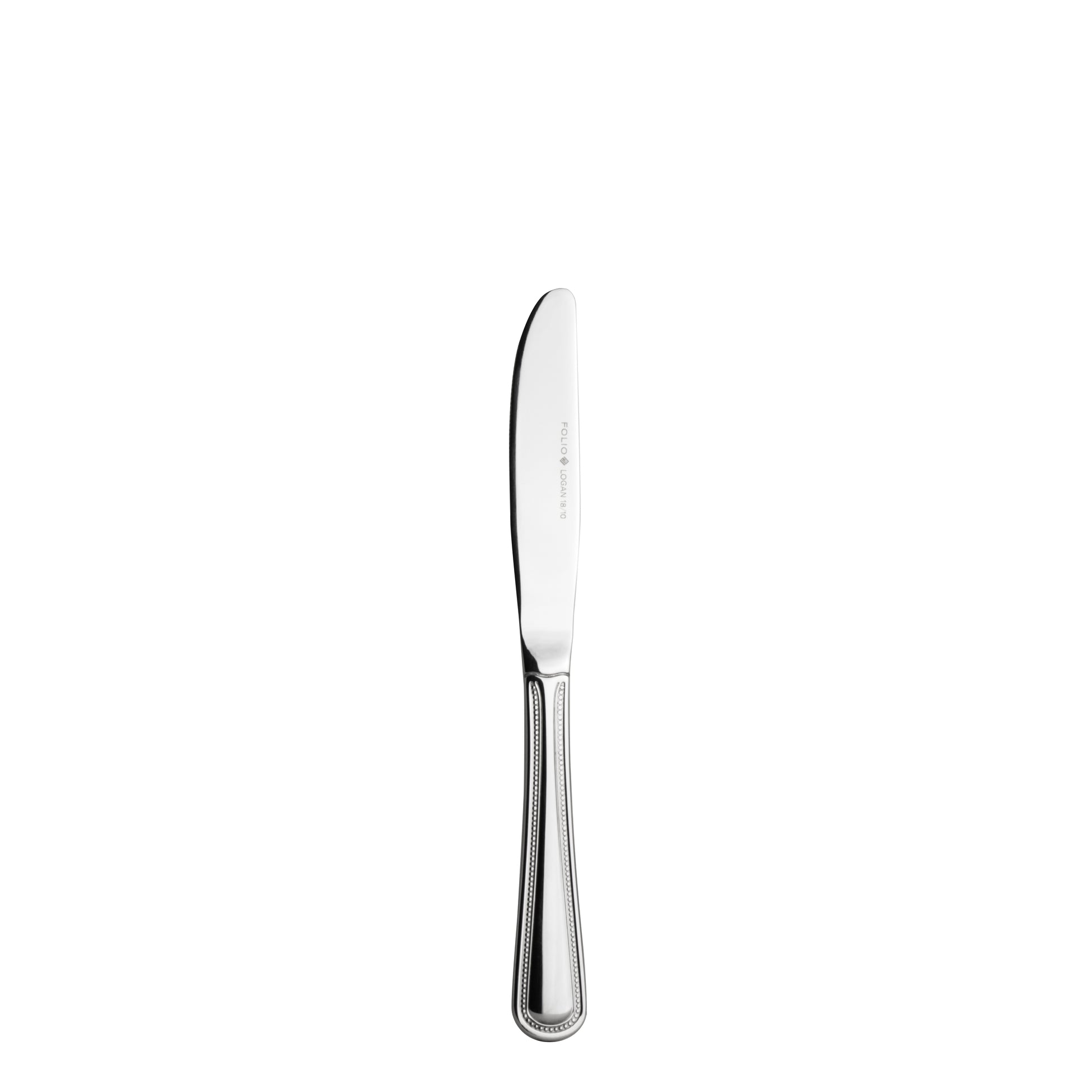 Silbernes Messer auf weißem Hintergrund.