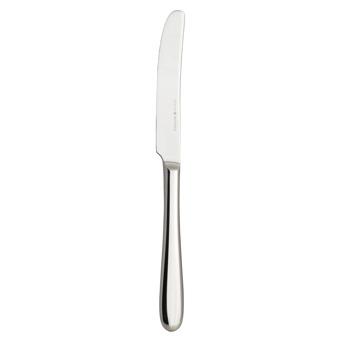 Silbernes Buttermesser auf weißem Hintergrund.