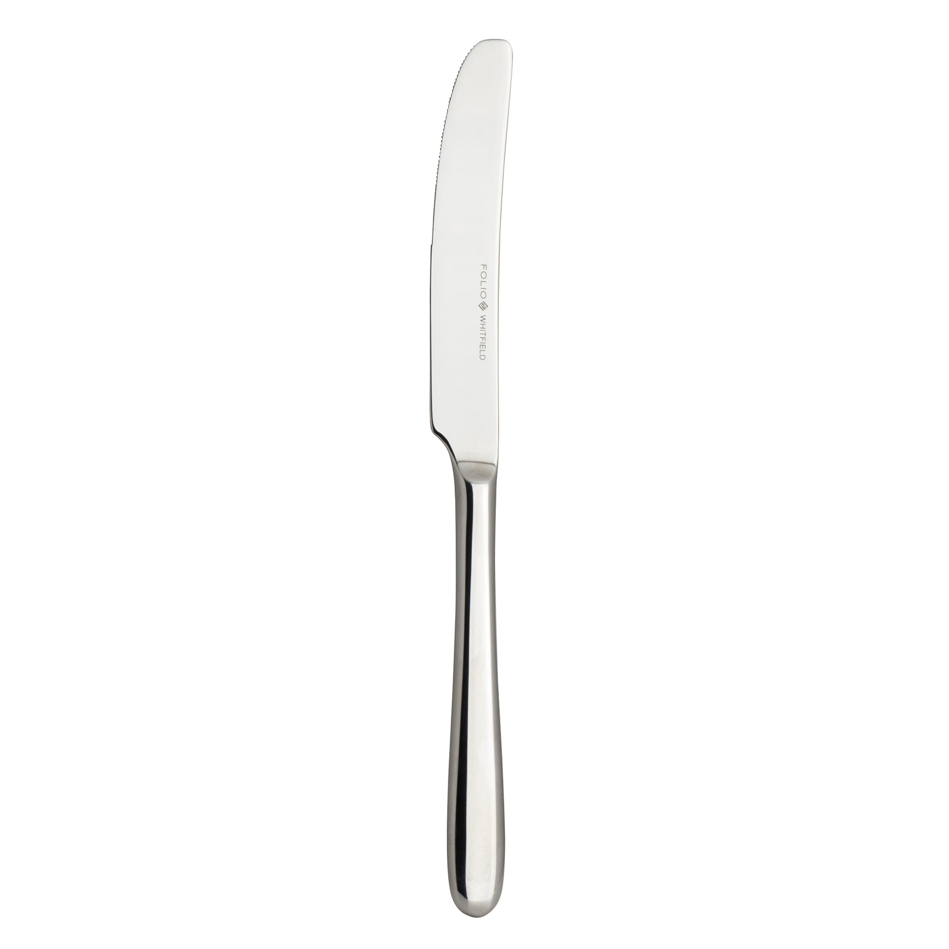 Silbernes Buttermesser auf Weiß.