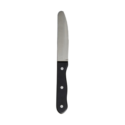 Schwarzes Messer mit Wellenschliff.