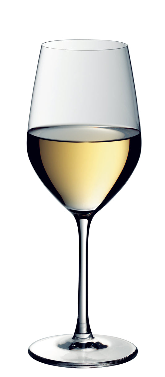 Weinglas mit Weißwein.