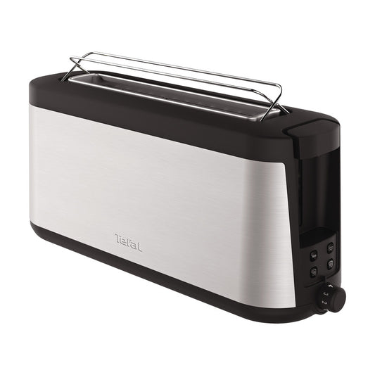 Toaster mit Brötchenaufsatz, Edelstahl.