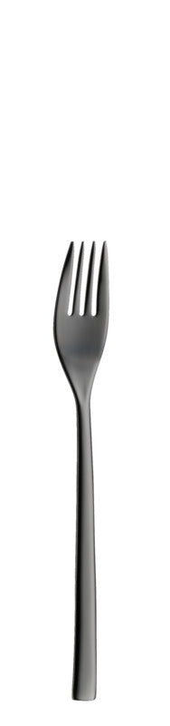 Schwarze Gabel auf weißem Hintergrund.