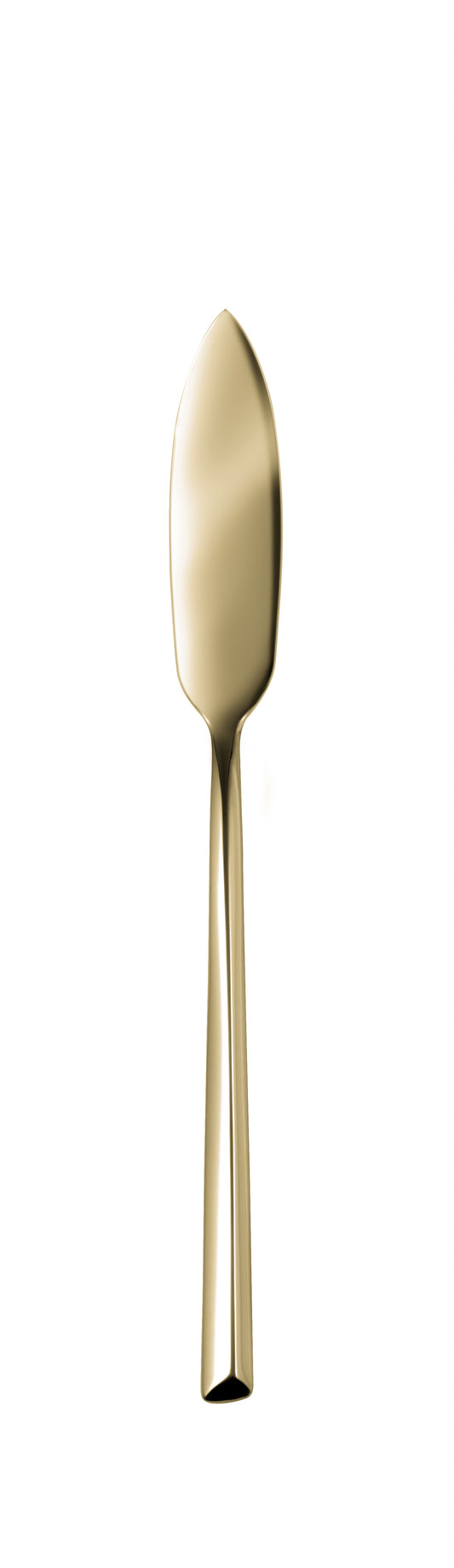 Goldener Löffel auf weißem Hintergrund.