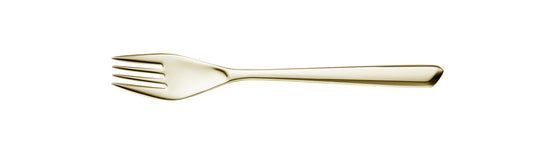 Goldene Gabel auf weißem Hintergrund.