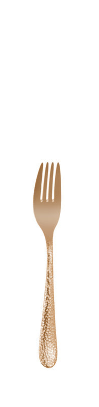 Goldene Gabel auf weißem Hintergrund.