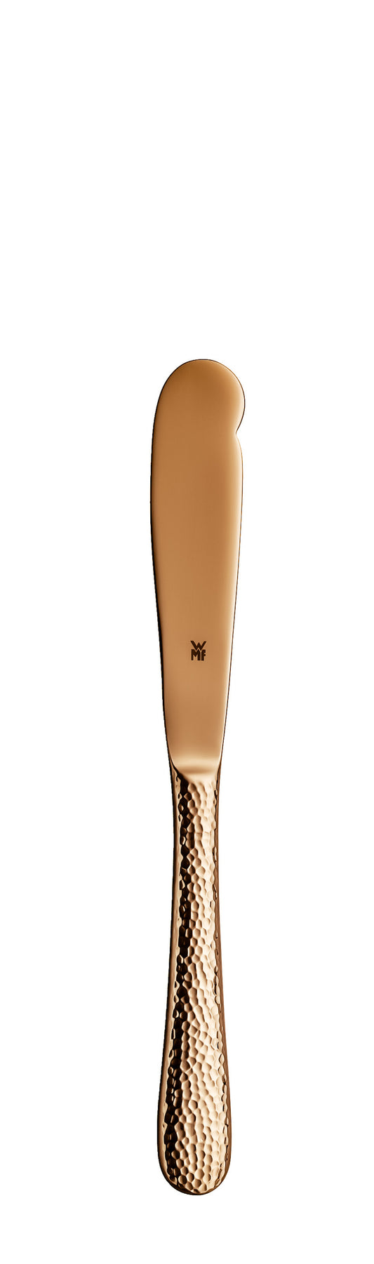Goldener Buttermesser auf weißem Hintergrund.