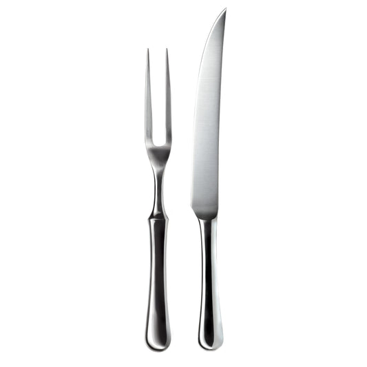 Gabel und Messer auf Weiß.