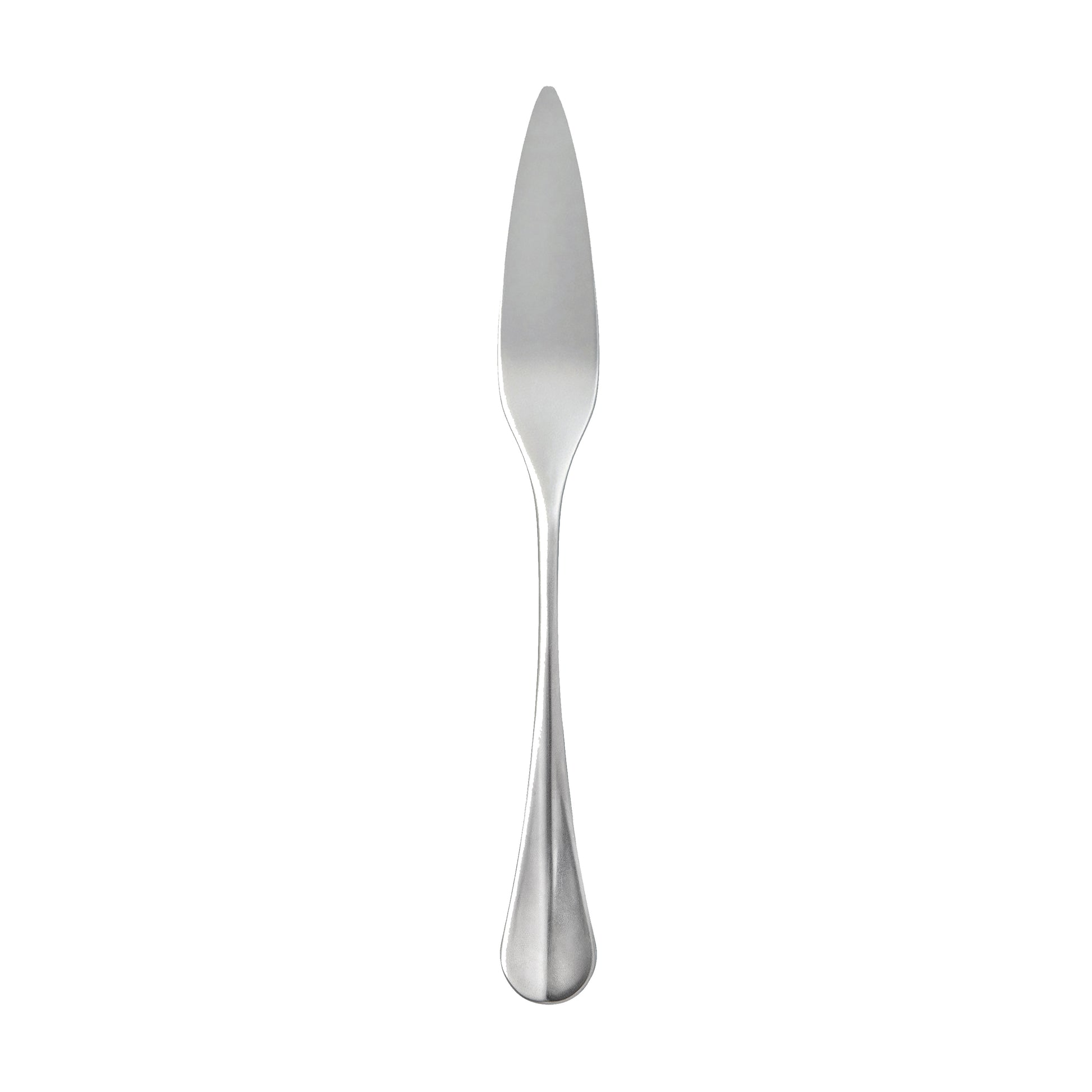 Silbernes Messer auf weißem Hintergrund.