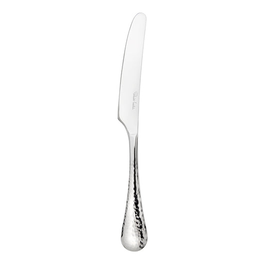 Silbernes Buttermesser mit gehämmertem Griff.