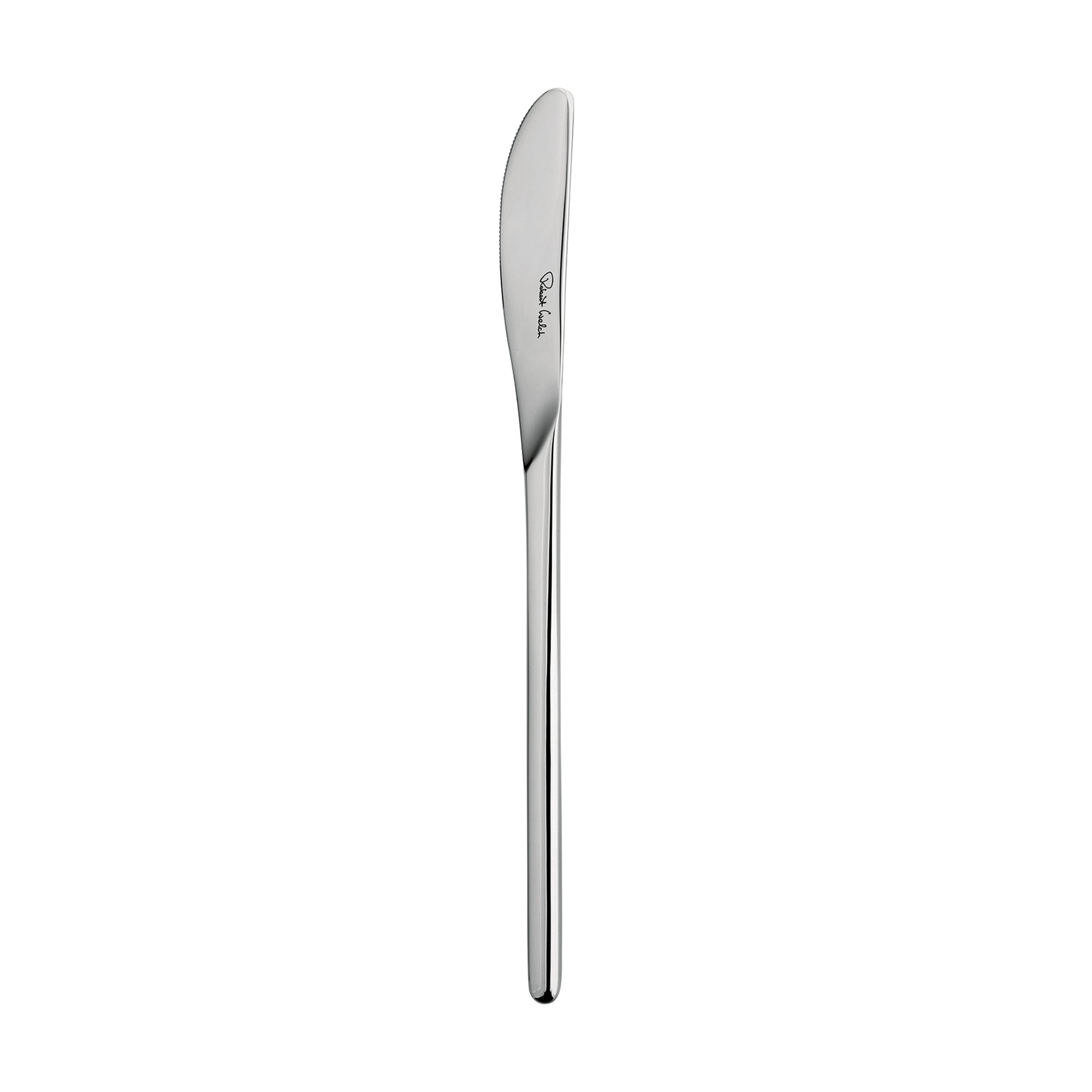 Silbernes Messer auf weißem Hintergrund.