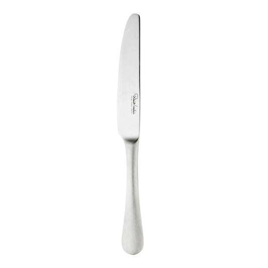Silbernes Messer auf weißem Hintergrund.