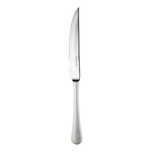 Edelstahl-Steakmesser mit gezackter Klinge.