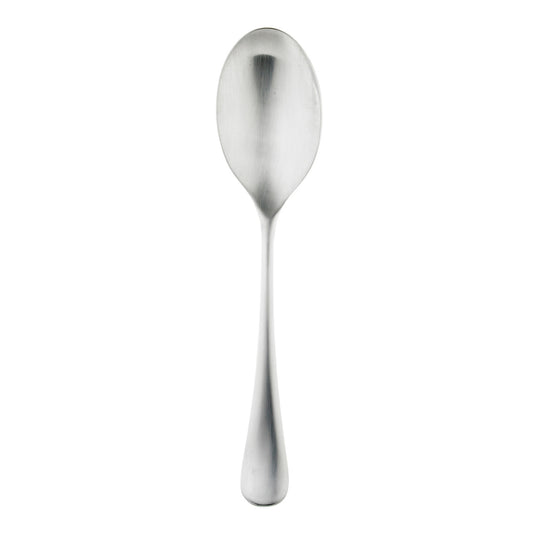 Silberner Löffel auf weißem Hintergrund.