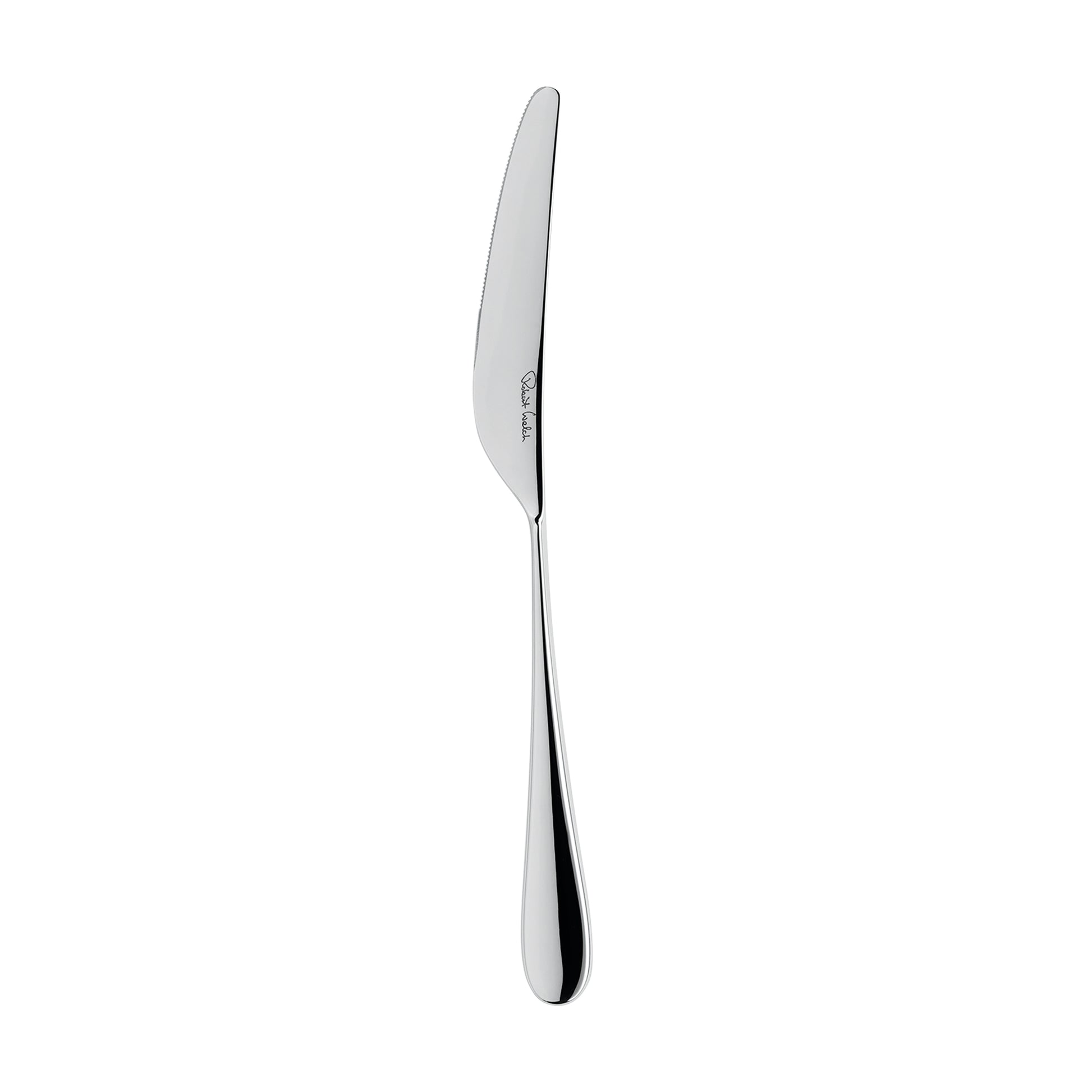 Silbernes Messer auf weißem Hintergrund.