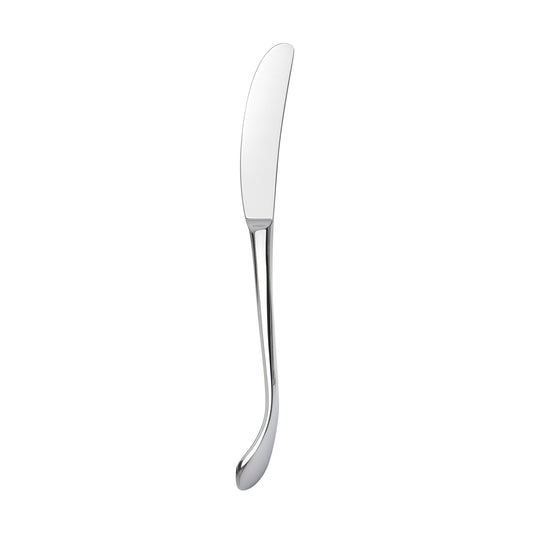 Silbernes Buttermesser auf Weiß.