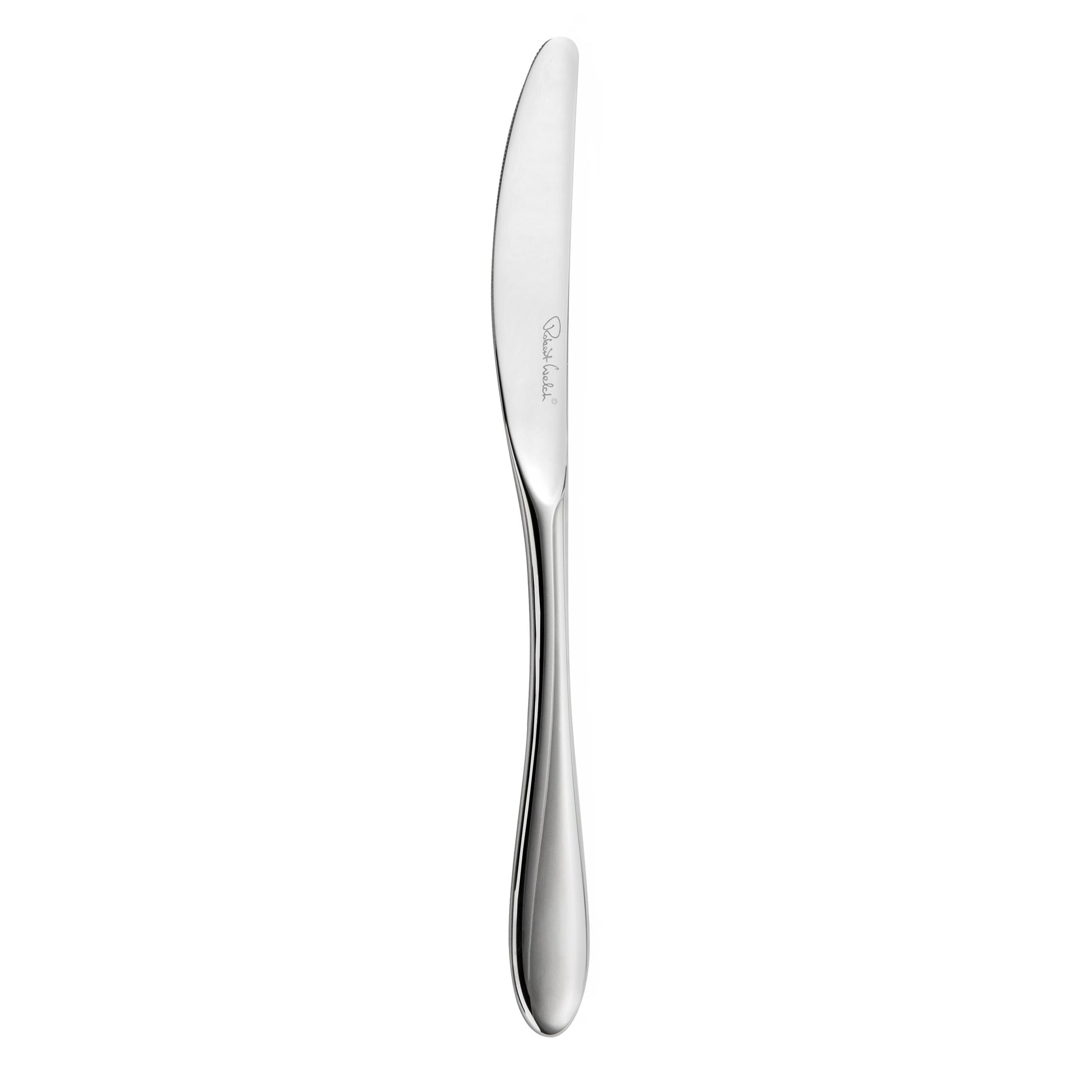 Silbernes Messer auf weißem Hintergrund.