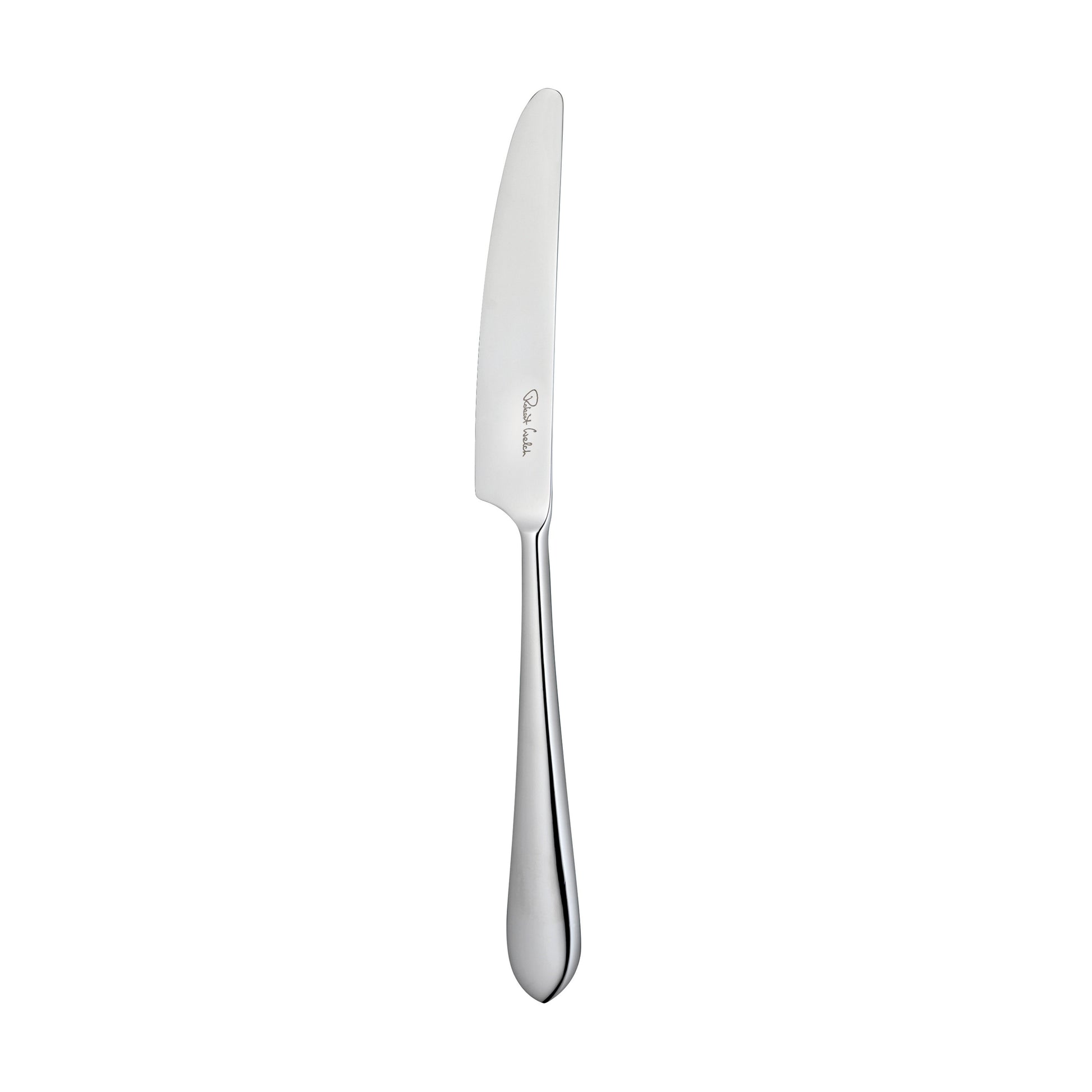 Silbernes Messer auf weißem Hintergrund.