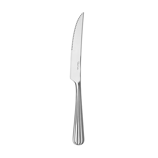 Silbernes gezacktes Steakmesser.