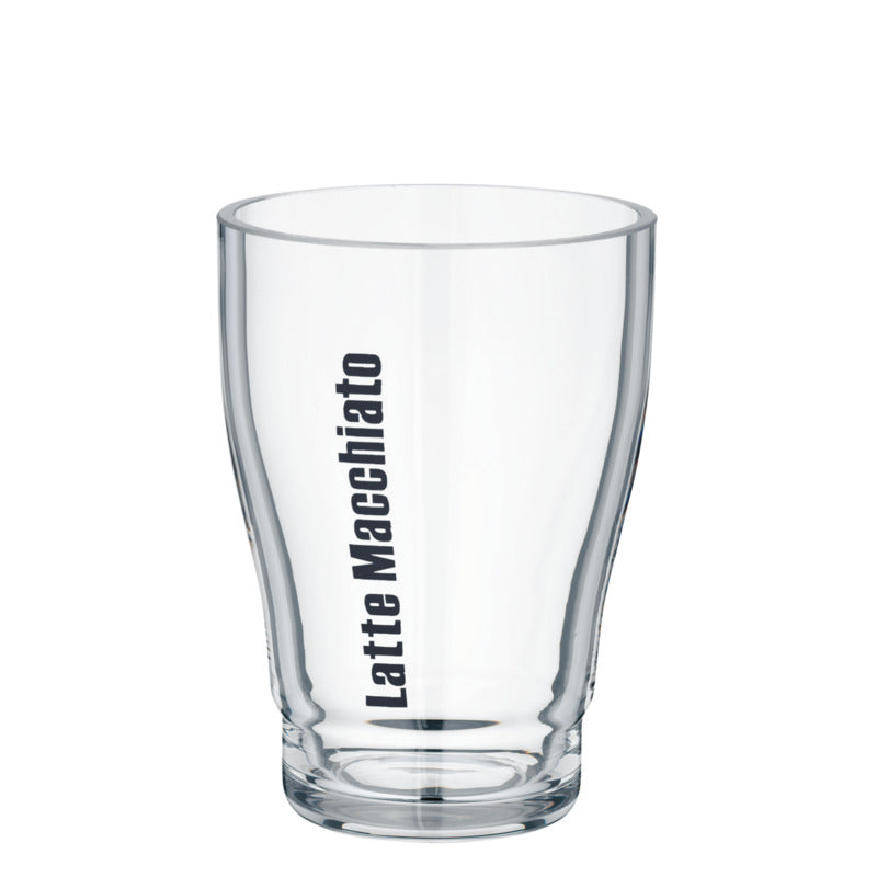 Leeres Glas mit "Latte Macchiato" Schrift