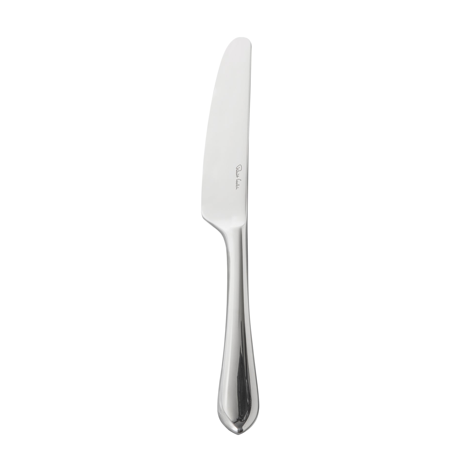 Silbernes Messer auf weißem Hintergrund.