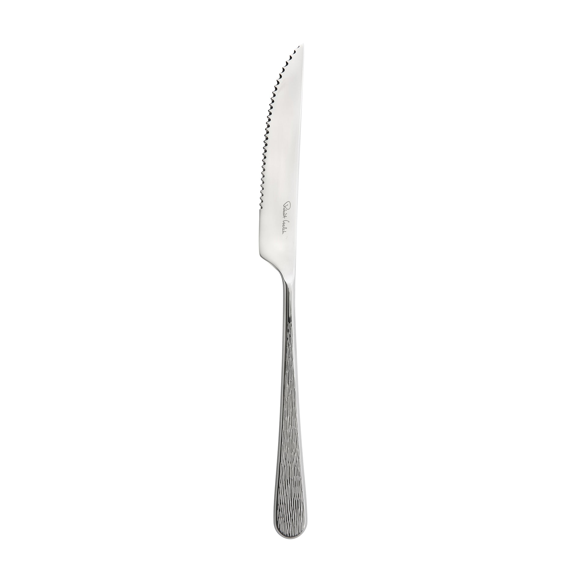 Silbernes gezacktes Steakmesser, einzeln.