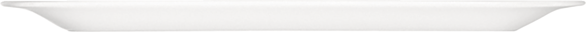 Weißer rechteckiger Teller, seitlich.